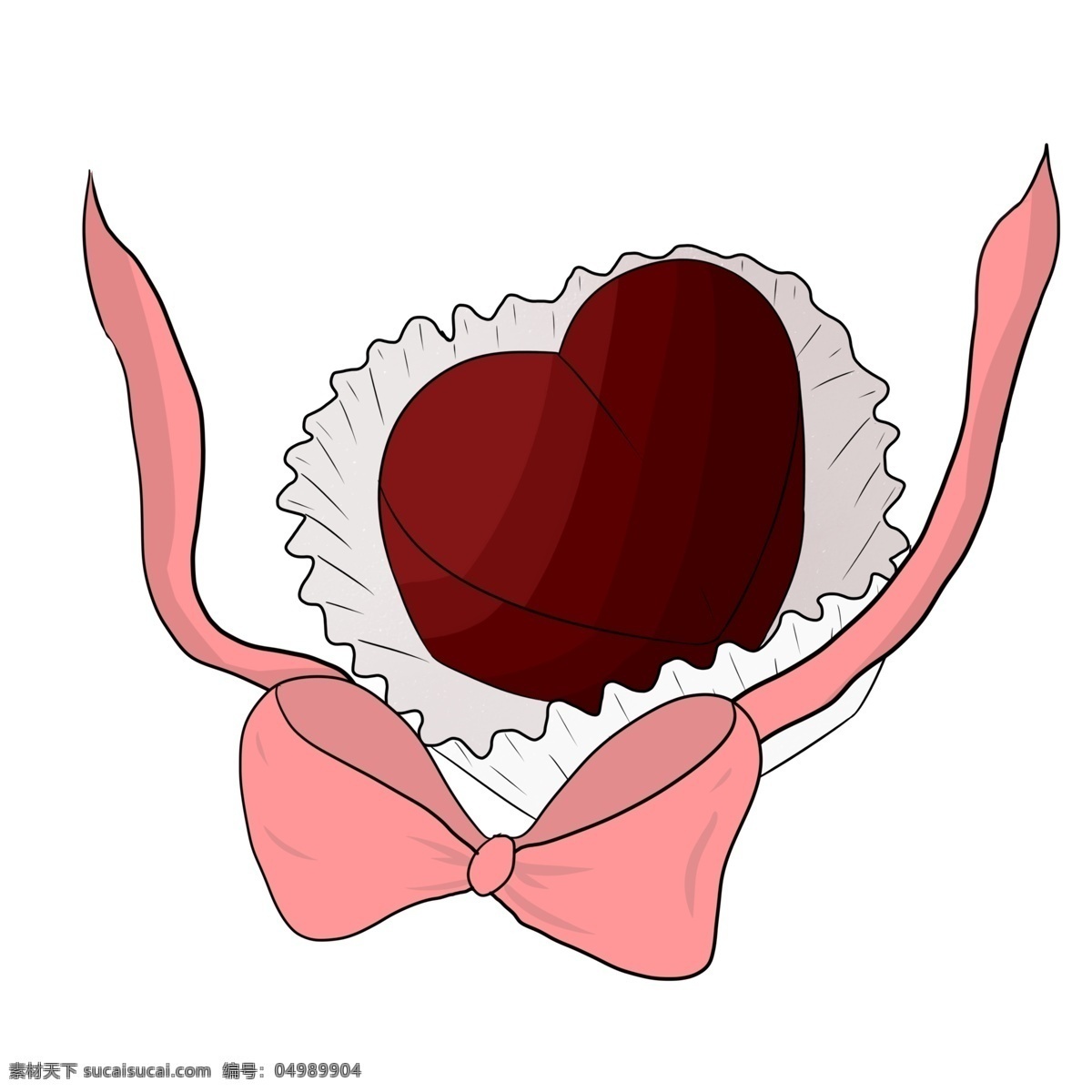 爱心 巧克力 糕点 插画 甜品 食物 美食 美味 情人节 巧克力糕点 甜点 甜食 橘 粉色 蝴蝶结 装饰