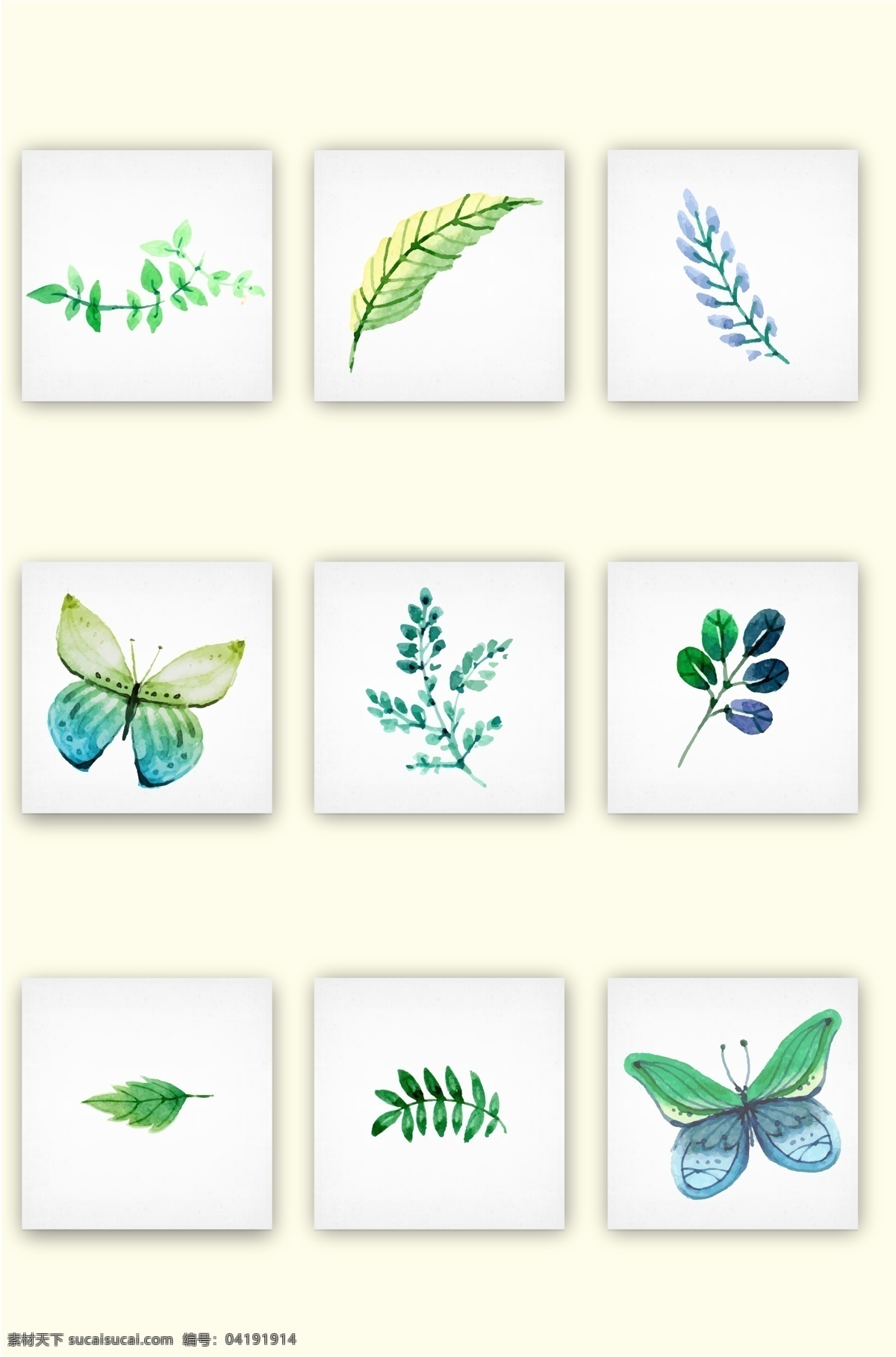 植物图标 蝴蝶 植物 绿色植物 花卉 手绘 小图标 图标元素