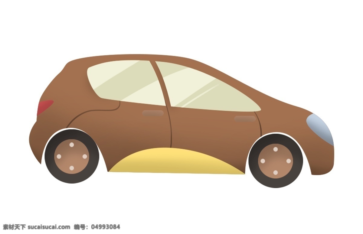 面包 小汽车 插画 面包小汽车 卡通插画 汽车插画 进口汽车 国产汽车 高端汽车 棕色的小汽车