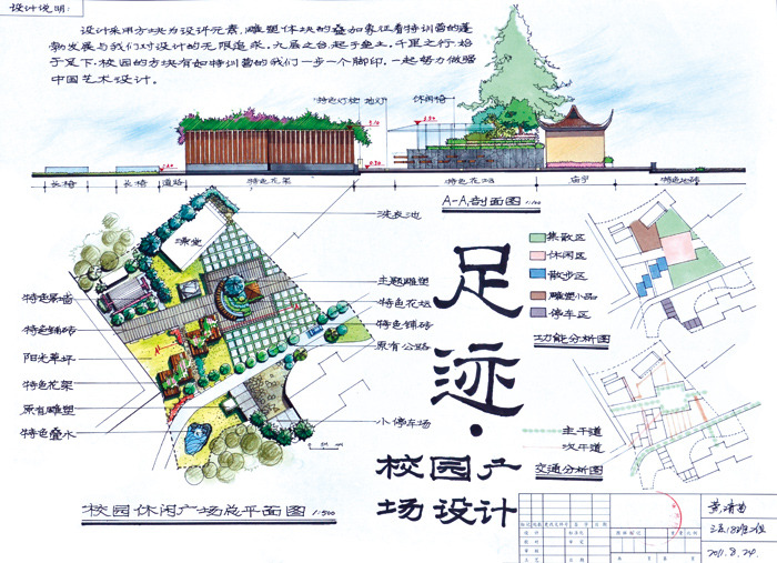 足迹 校园 广场 设计图 建筑 平面图 手绘图 图纸 城堡 建筑施工图 建筑平面图 广场设计图