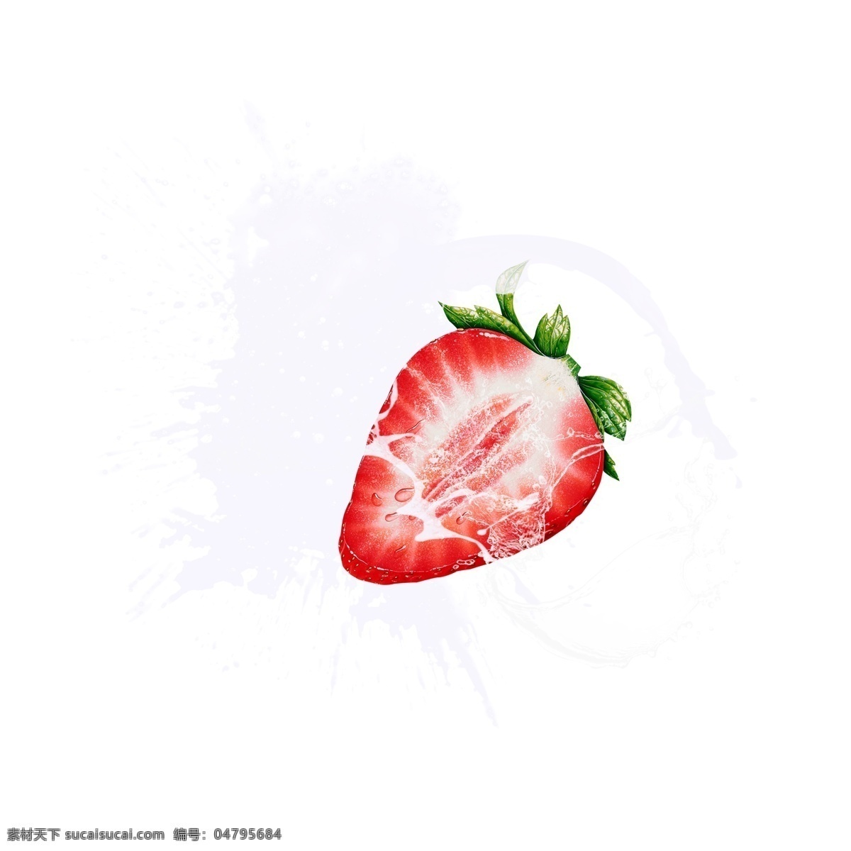 创意 冰块 蔬果 草莓 组合 元素 冰 不规则图形 绿色树叶 几何冰晶 蓝色冰块 几何冰晶冰块