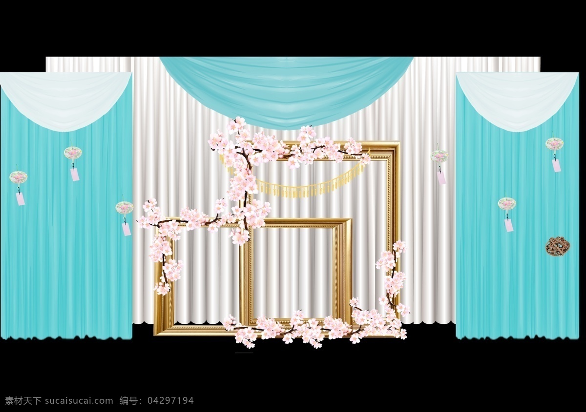 婚礼 婚庆 舞台 效果图 迎宾区 樱花 装饰