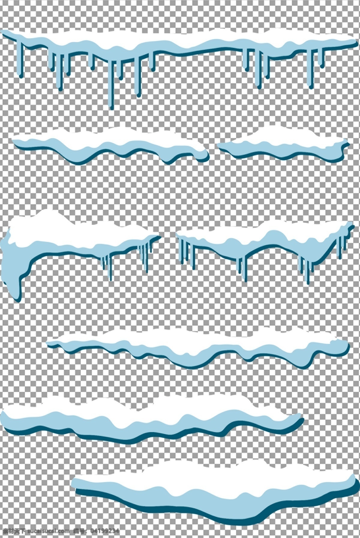 雪堆冰柱图片 卡通 手绘 蓝白色 冬日 立冬 雪堆 冰柱 免抠 无背景 免抠图 抠图 元素 透明 通道 png免抠图 分层