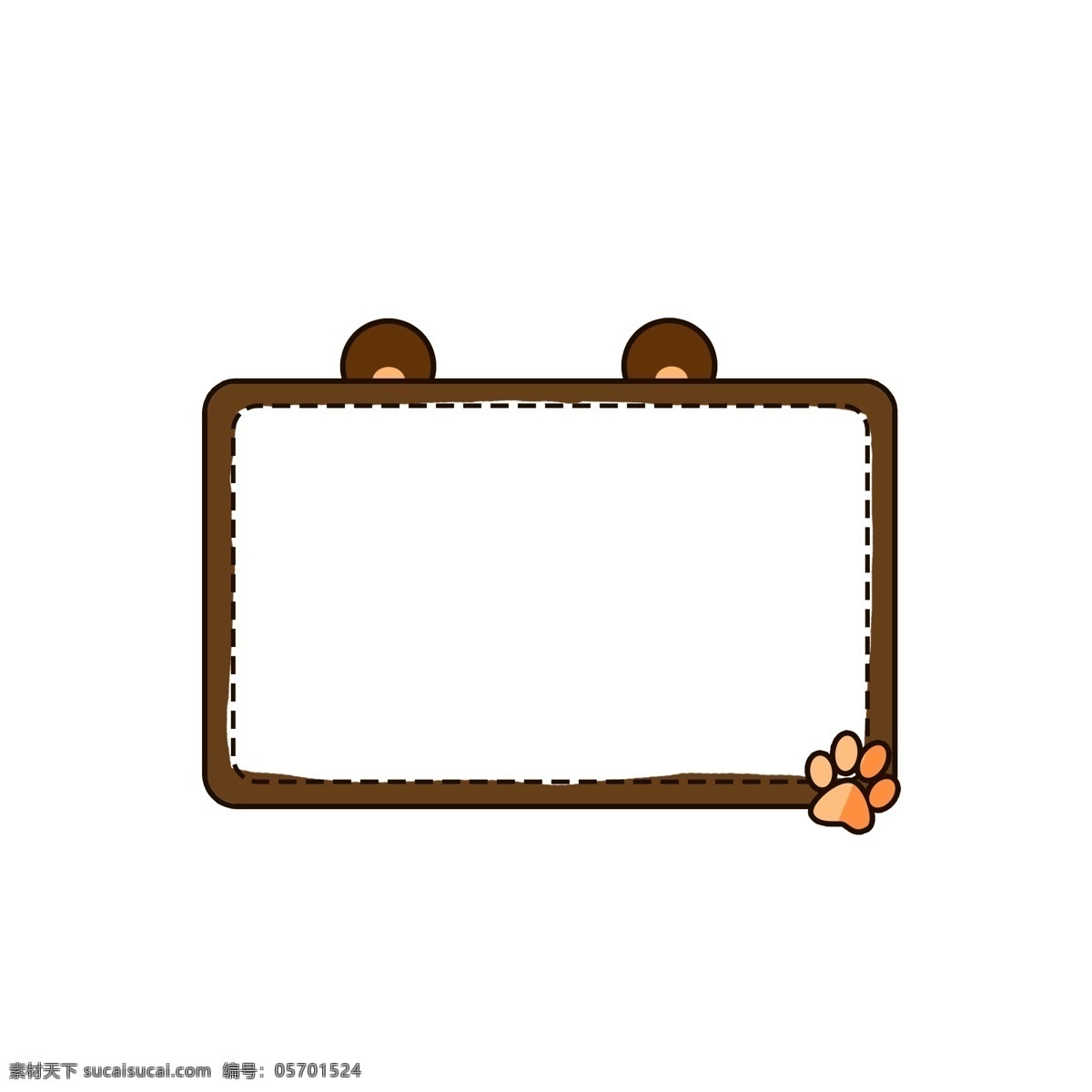 卡通 可爱 动物 熊 脚印 边框 棕熊 矩形 脚掌 对话框 元素