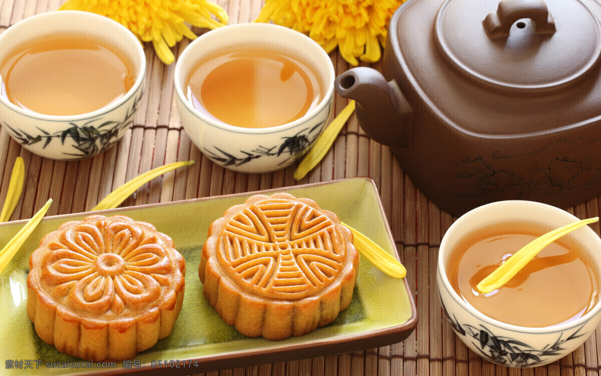 中秋节月饼 月饼 饼子节日 中秋节 月亮节 茶 茶水 饮料美食 美食 餐饮美食 传统美食