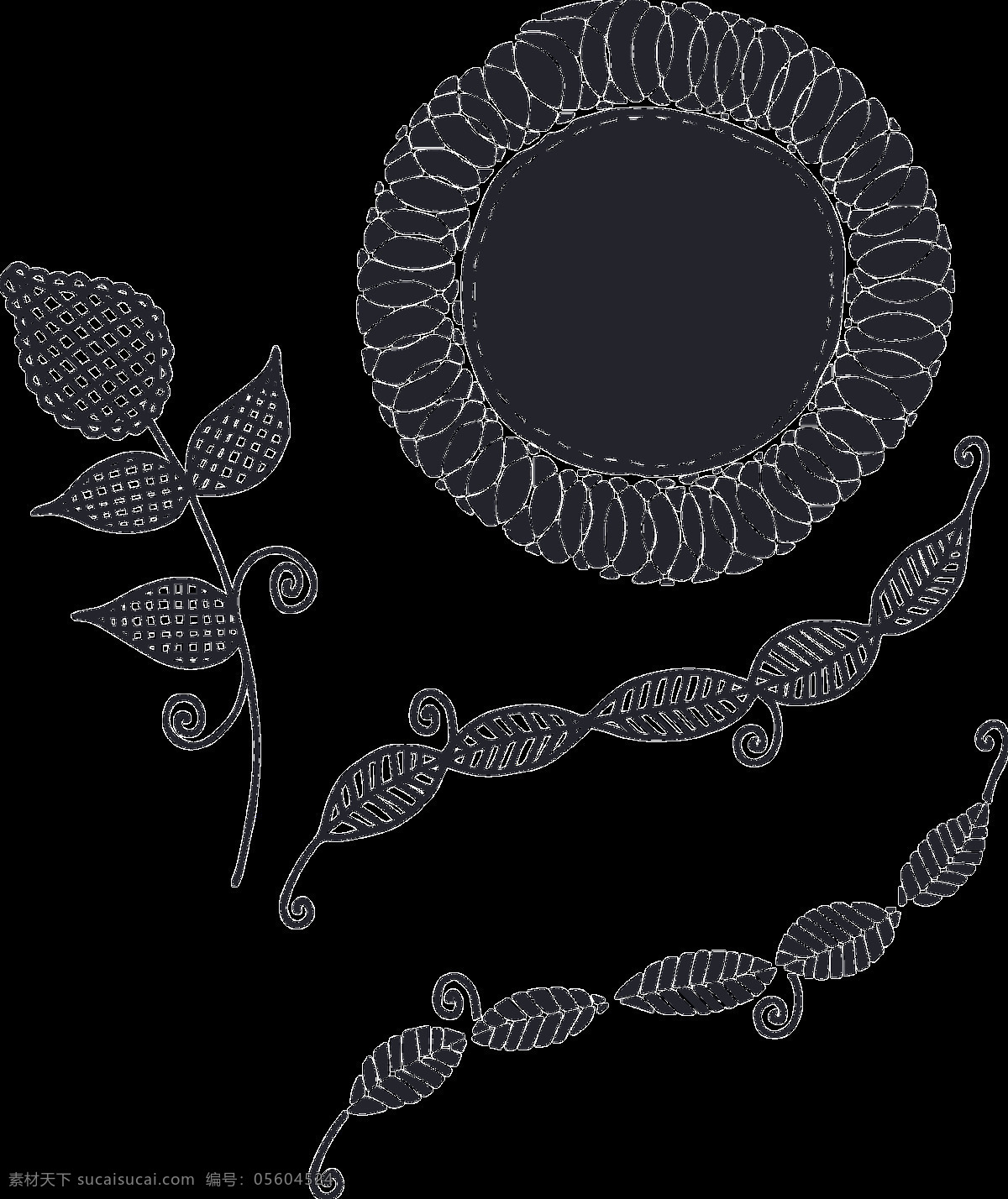 黑色 花蕾 卡通 透明 花束 样本 透明素材 免扣素材 装饰图案