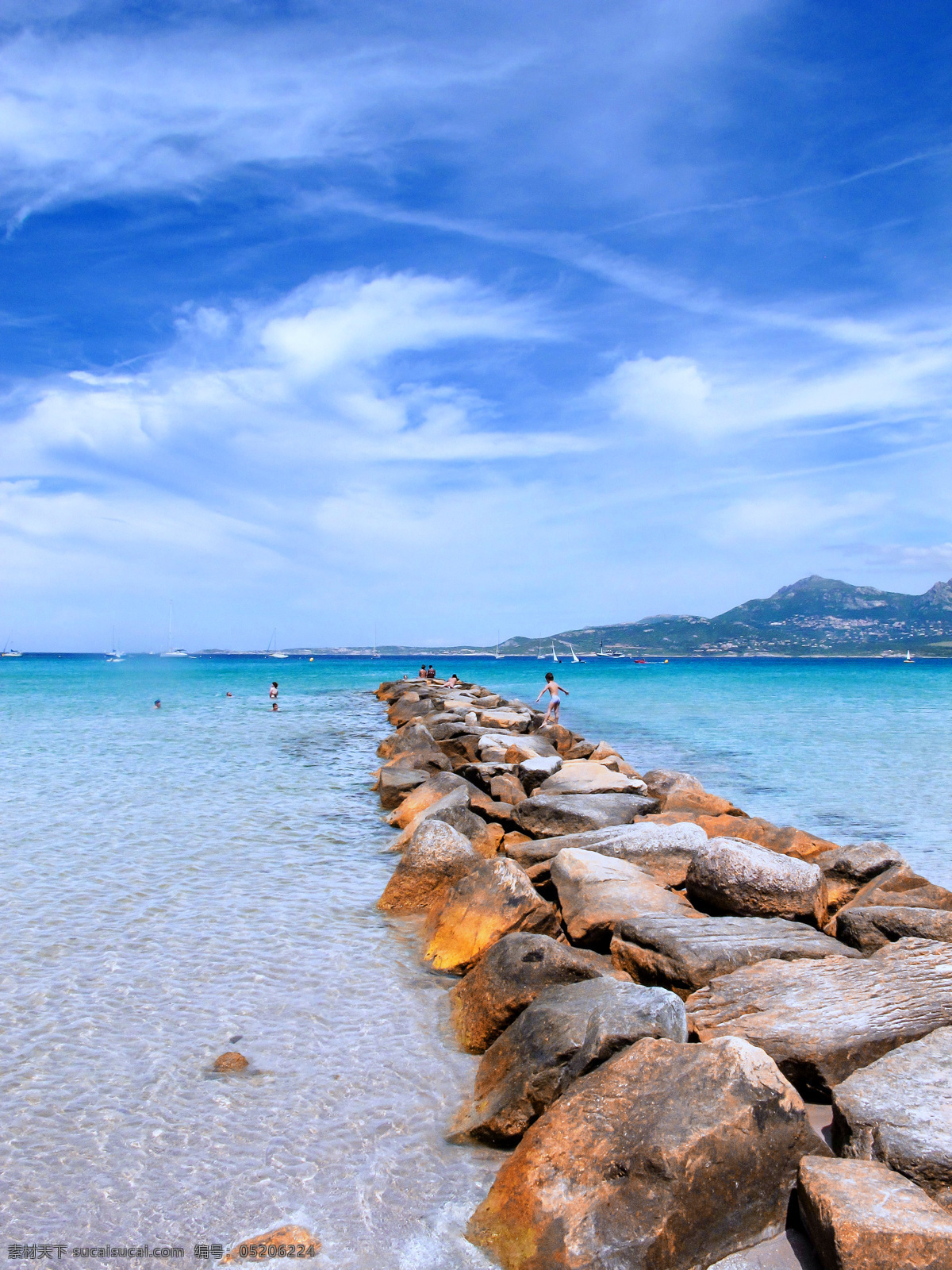 唯美海边 蓝天白云 岩石 海水 水波 唯美风景 自然风景 自然景观