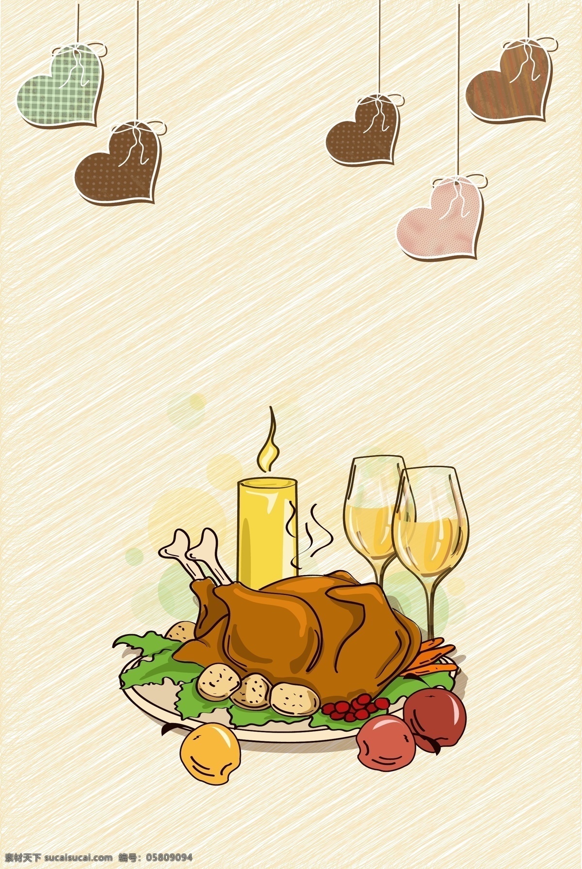 矢量 卡通 手绘 感恩节 促销 海报 火鸡 烤鸡 欧美 烧鸡 晚宴 西方 宗教节日