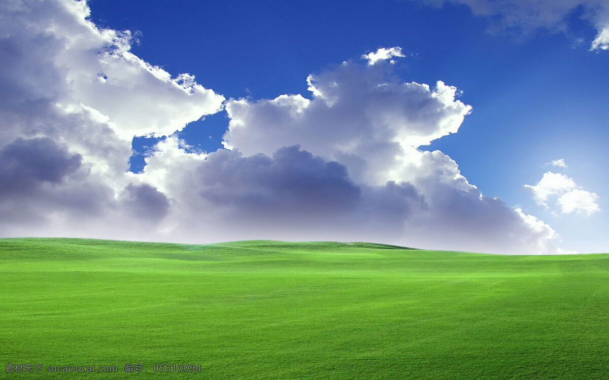 美丽的大草原 蓝天 白云 绿草 草坪 高清壁纸 自然景观 自然风景