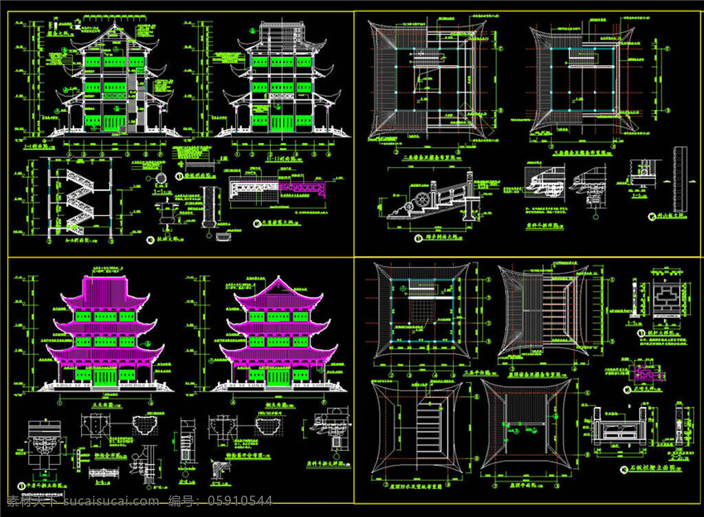 殿阁 cad 景观 图纸 总平面图 总 平面 cad景观图 景观图纸 cad广场 广场景观图纸 cad素材 园林 dwg 黑色