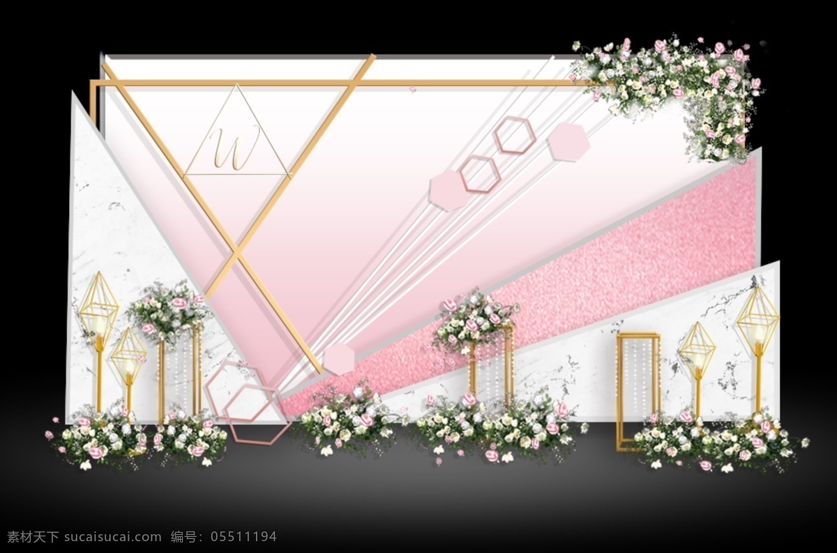 粉色 大理石 婚礼 迎宾 区 效果图 肉粉色 婚礼效果图 几何婚礼 创意婚礼 花艺素材 钻石灯素材