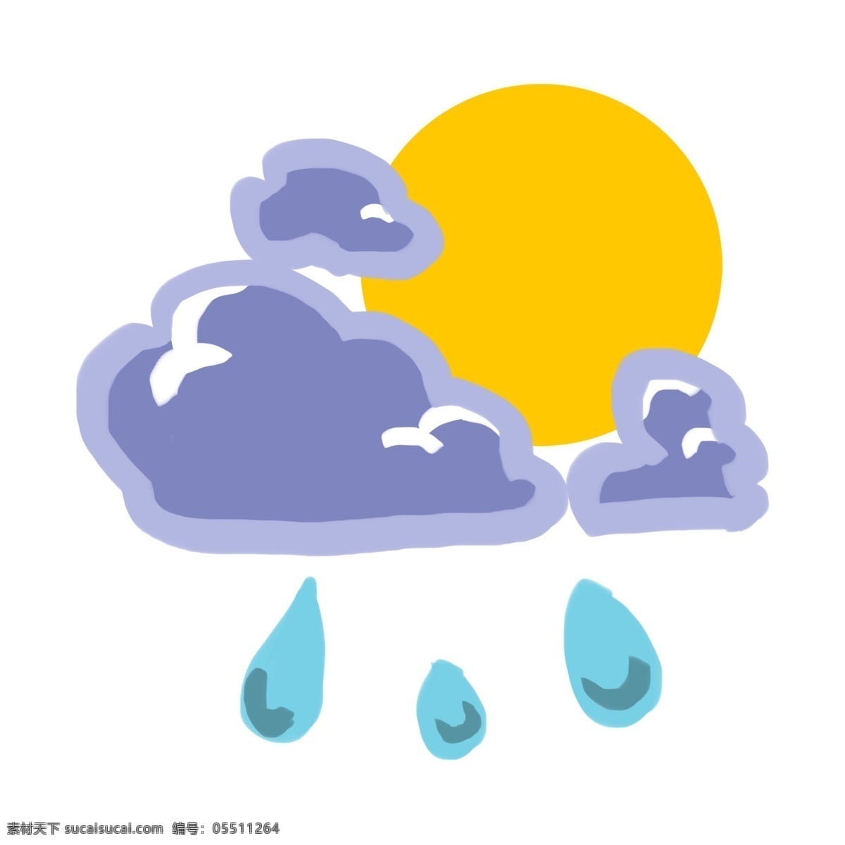 阵雨 天气 图标 插画 阵雨的天气 卡通插画 天气图标 天气插画 气象 下阵雨 阵雨插画 太阳 雨滴