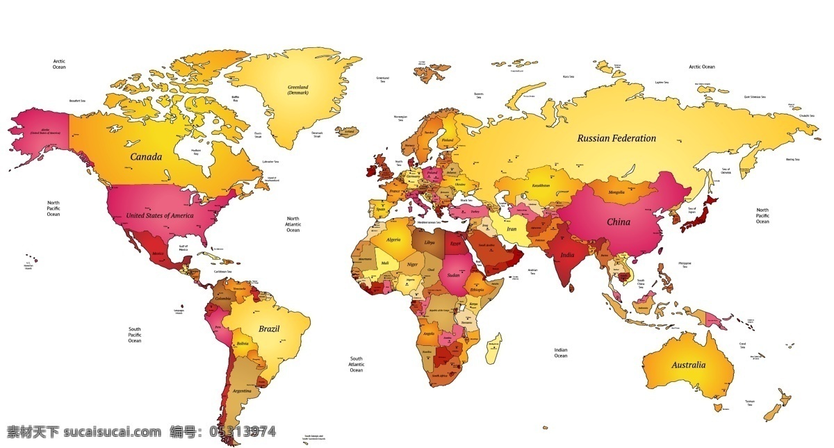 世界地图 矢量 地图 欧洲 世界 亚洲 彩色 美洲 南美洲 彩色地图 国家分布图 矢量图 其他矢量图