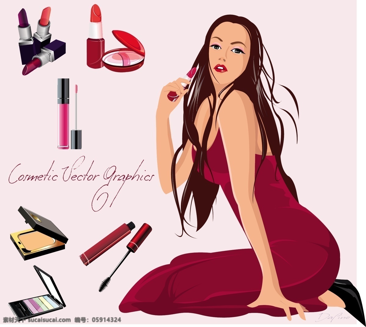 化妆品和美女 美女 化妆品 口红 化妆盒