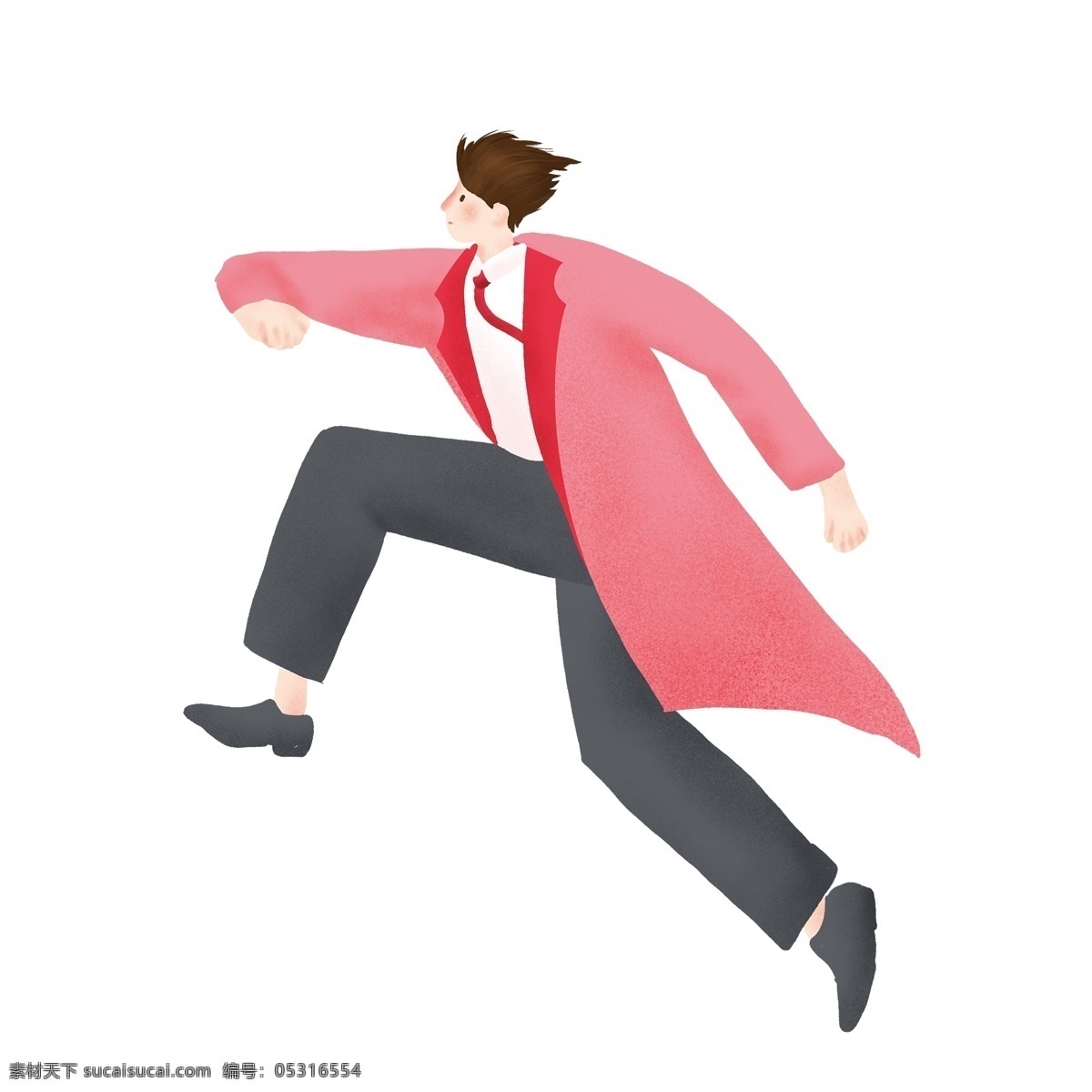 手绘 卡通 奔跑 人物 图案 元素 红衣人物 设计元素 创意元素 手绘元素 psd元素 免扣元素 跑步