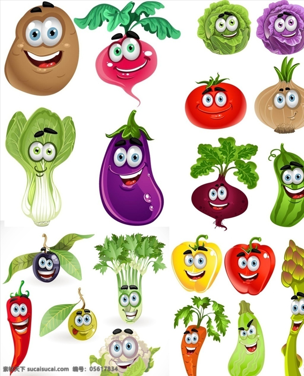 矢量蔬菜表情 矢量 手绘 卡通 表情 茄子 萝卜 青菜 包心菜 蔬菜 插画 卡通蔬菜 蔬菜绘画 手绘蔬菜 矢量蔬菜 蔬菜素材 蔬菜元素 元素 图标 图案