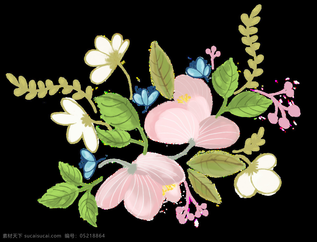 可爱 装饰 花卉 卡通 透明 设计素材 背景素材