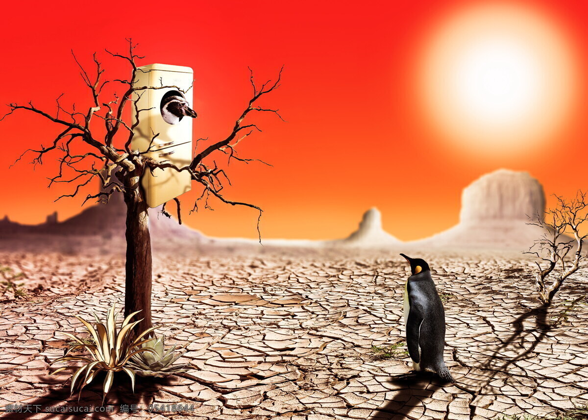 创意 沙漠 环境保护 环保 广告创意 枯枝 干枝