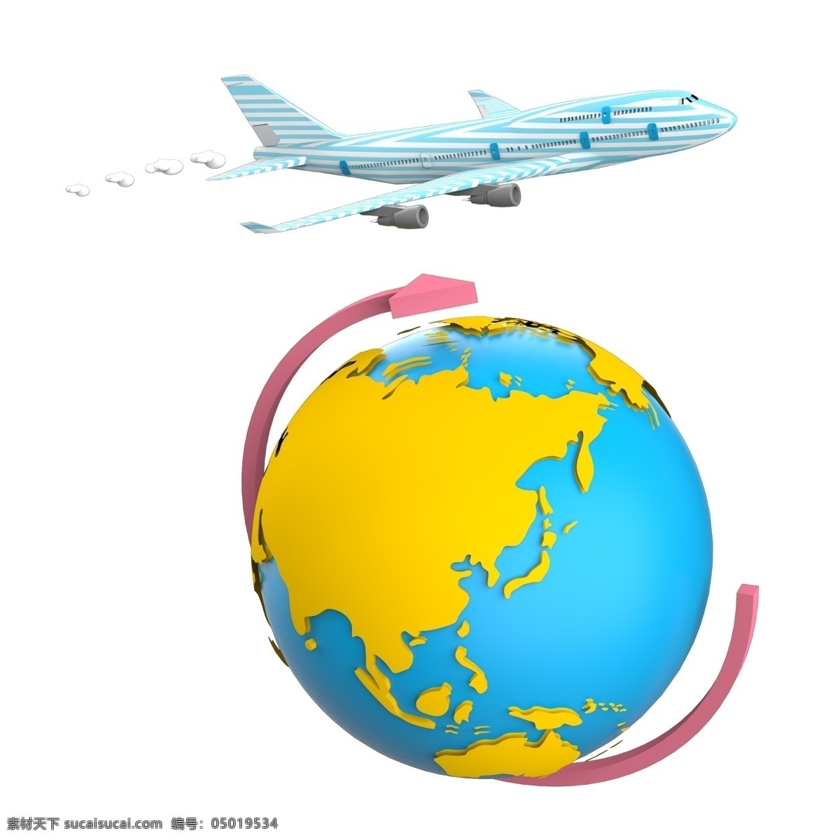 d 飞机 环绕 地球 环球 旅行 原创 商用 元素 2.5d飞机 环球飞行