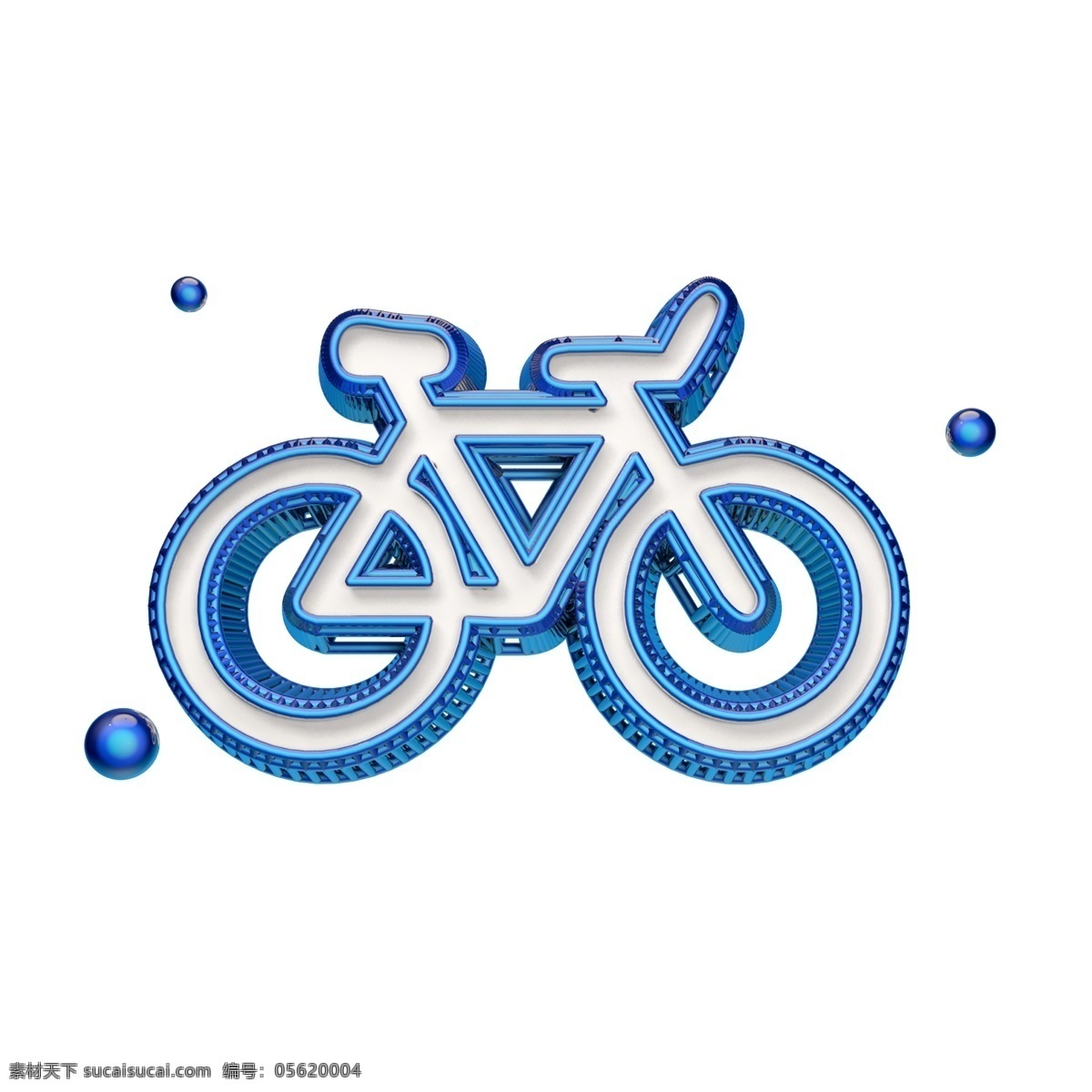 蓝色 自行车 图标 立体