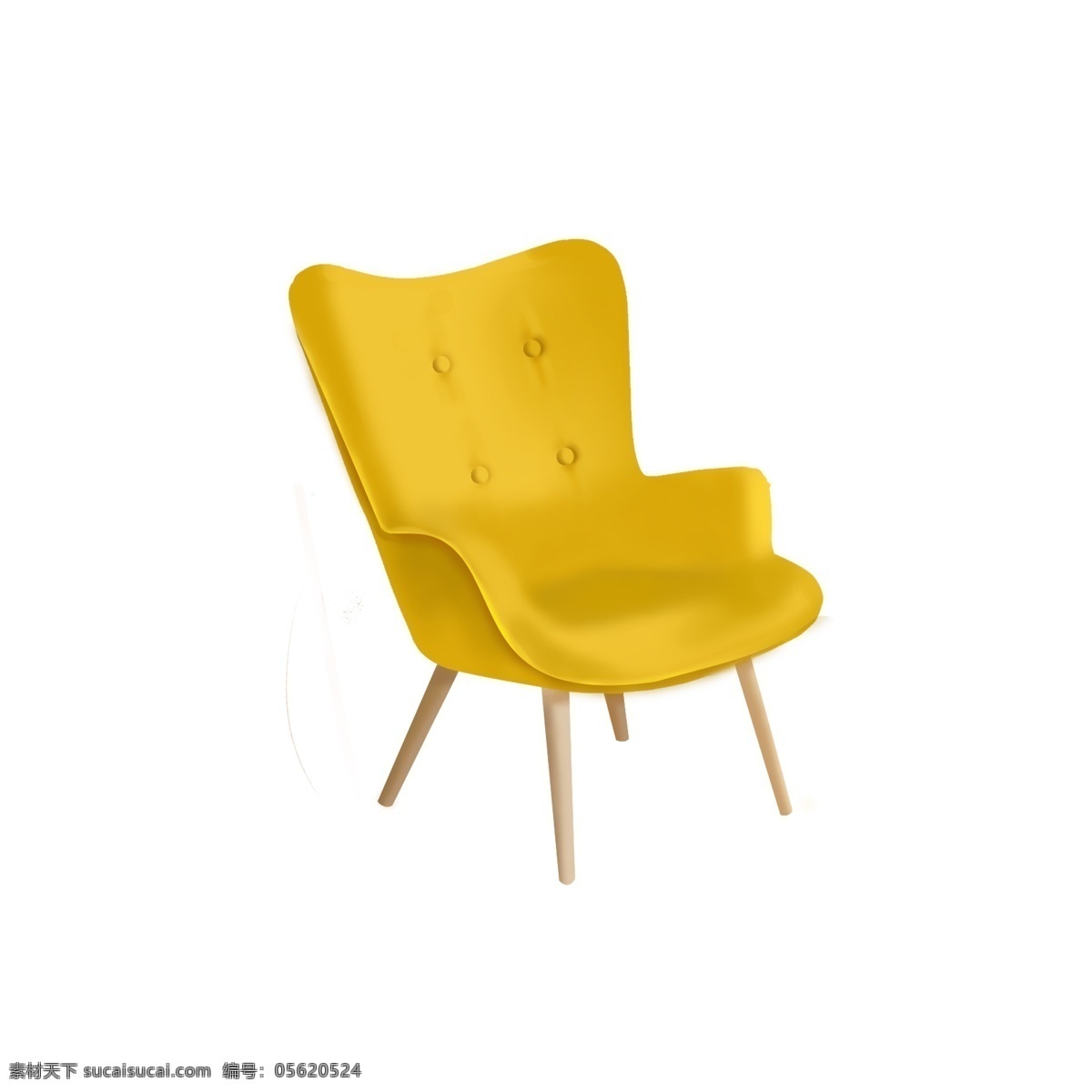 手绘 家具 沙发椅 黄色 客厅 沙发 彩色 家居 椅子 设计元素 黄色椅子