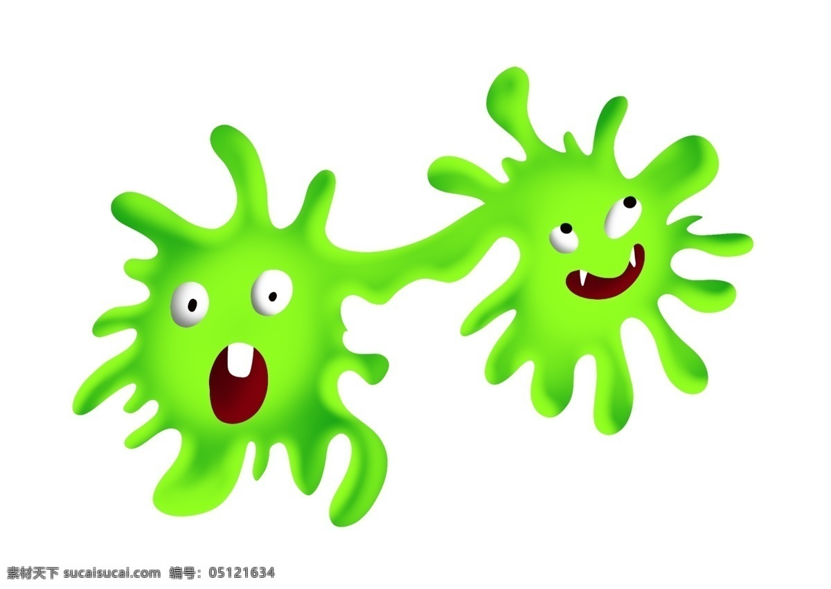绿色 病毒 细菌 插图 卡通细菌 绿色细菌 插画 病菌 绿色病菌 卡通病菌插画 病毒细菌