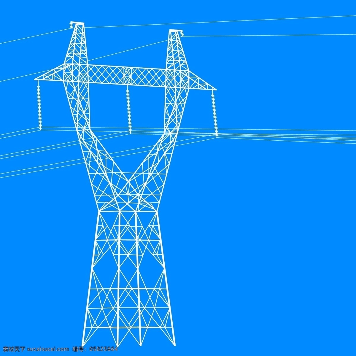高压线 输电 塔 输电塔 高压输电塔 电力输送 电线杆 生活百科 矢量素材 蓝色