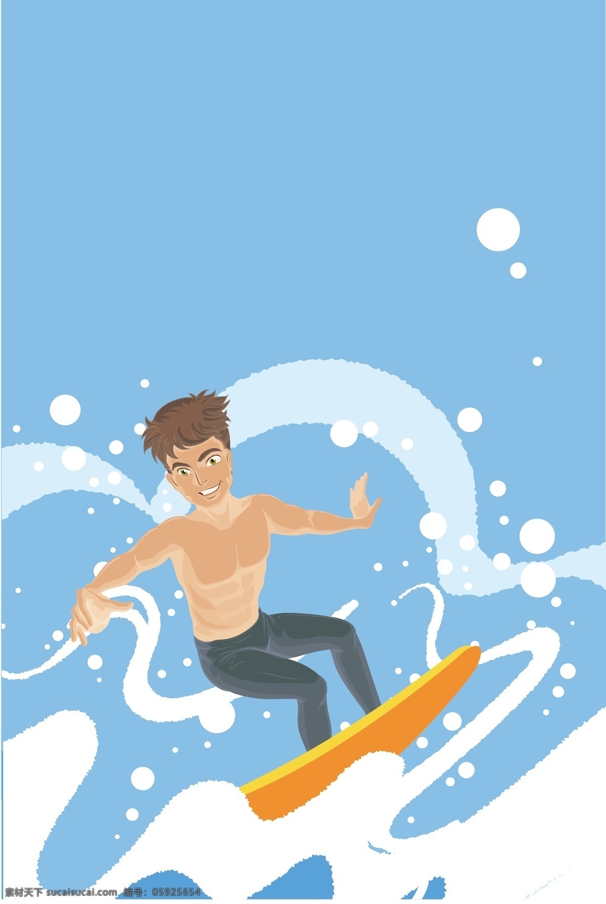 卡通 蓝色 冲浪 运动 背景 矢量 极限 运动员 冲浪板