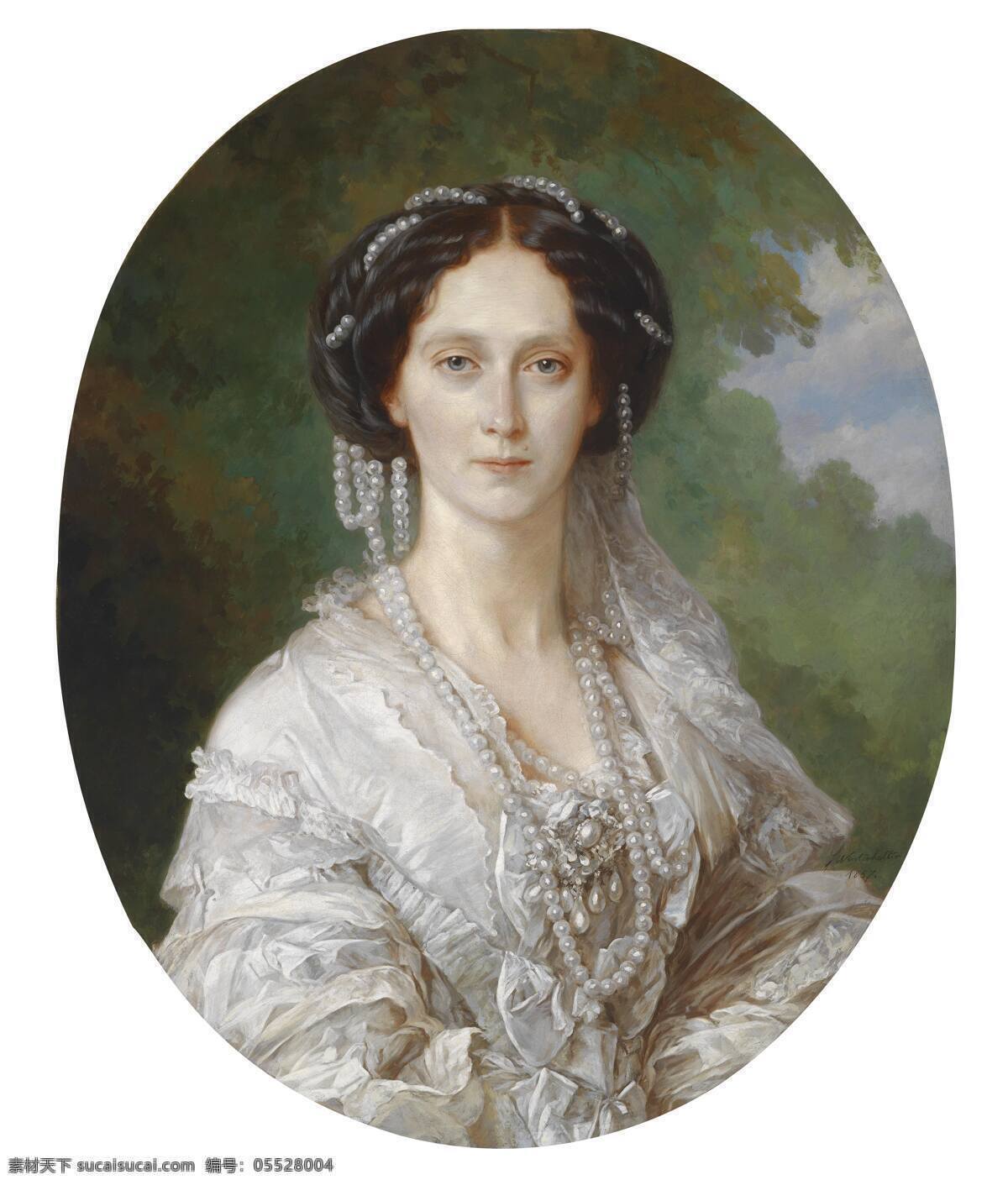 亚历山德拉 皇后 亚历山大 二世 妻 温特 哈尔特 作品 人物油画 古典肖像油画 白色