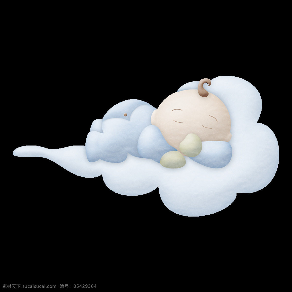 小宝宝 睡着 云朵 上 元素 白色云朵 睡觉 安睡 漂浮