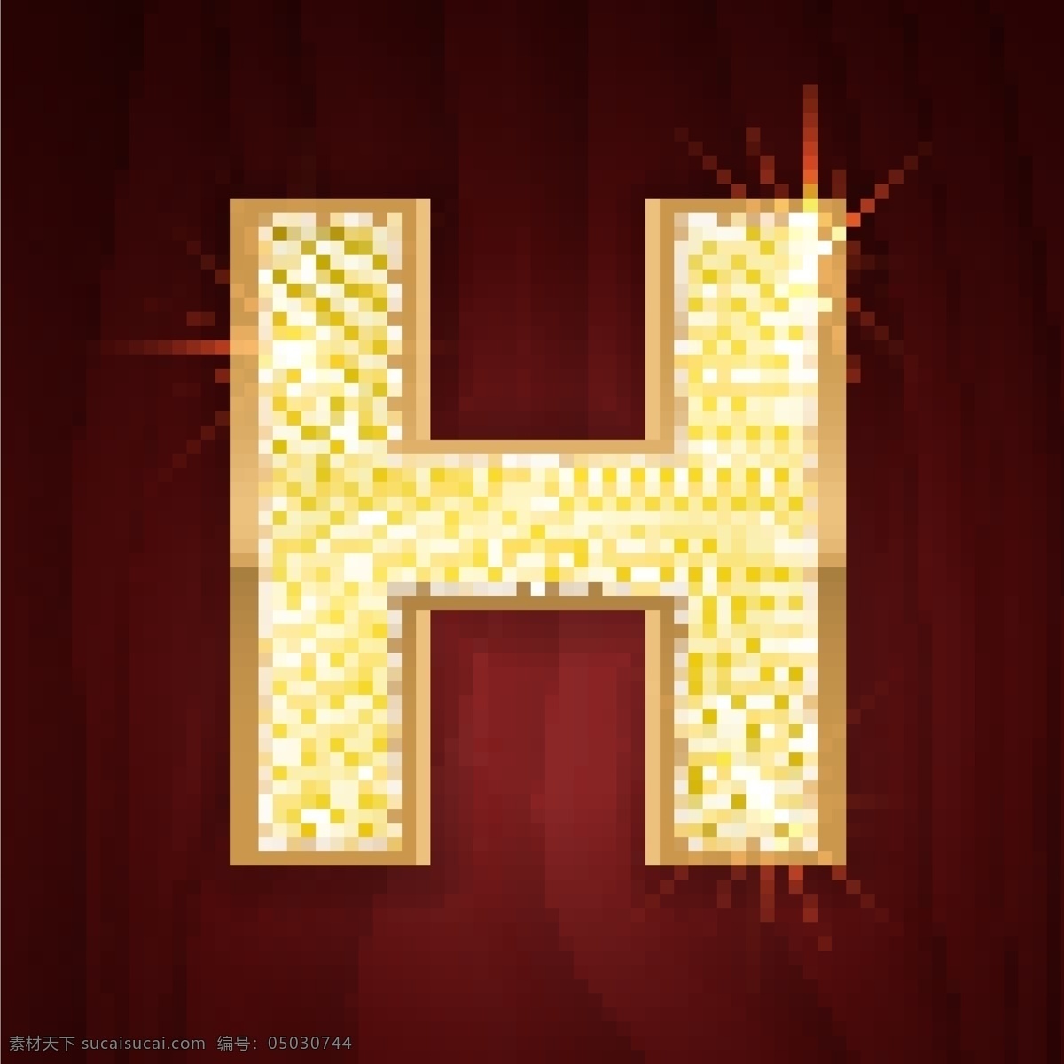 黄色 镶边 钻石 闪耀 英文 字母 h 红色背景 金色 英文字母 闪亮 字母h 字母素材 文化艺术 节日庆祝