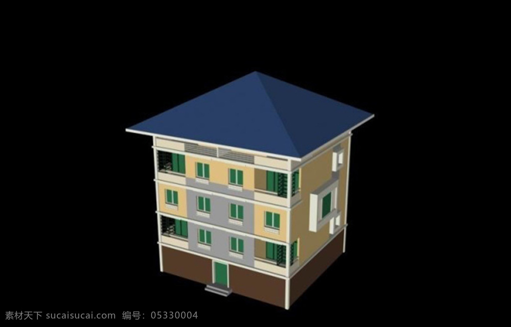 max 多层 私人 住宅 3d 模型 多层私人住宅 3d模型 黑色