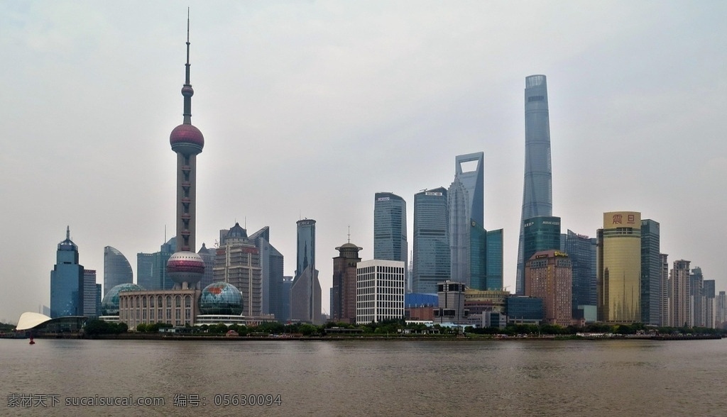 上海滩 建筑 城市 高楼 东方明珠 天空 河流 黄浦江 建筑景观 自然景观