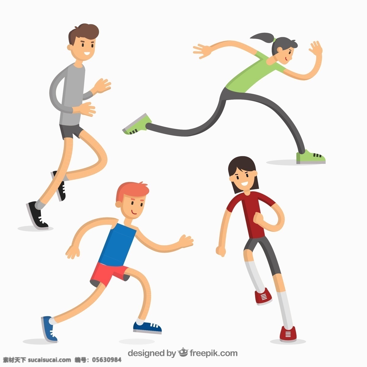 卡通 跑步 人物图片 男子 女子 健身 矢量图 矢量 高清图片
