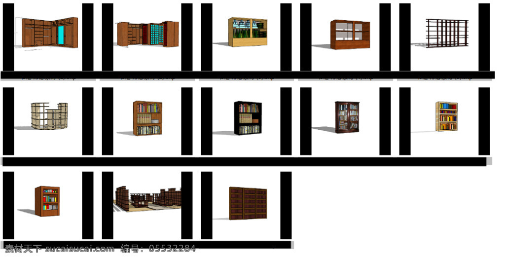 室内设计 效果图 书柜 环境家居 家居 家具素材 3d模型 木质书柜 中式书柜 书柜模型 skp 白色