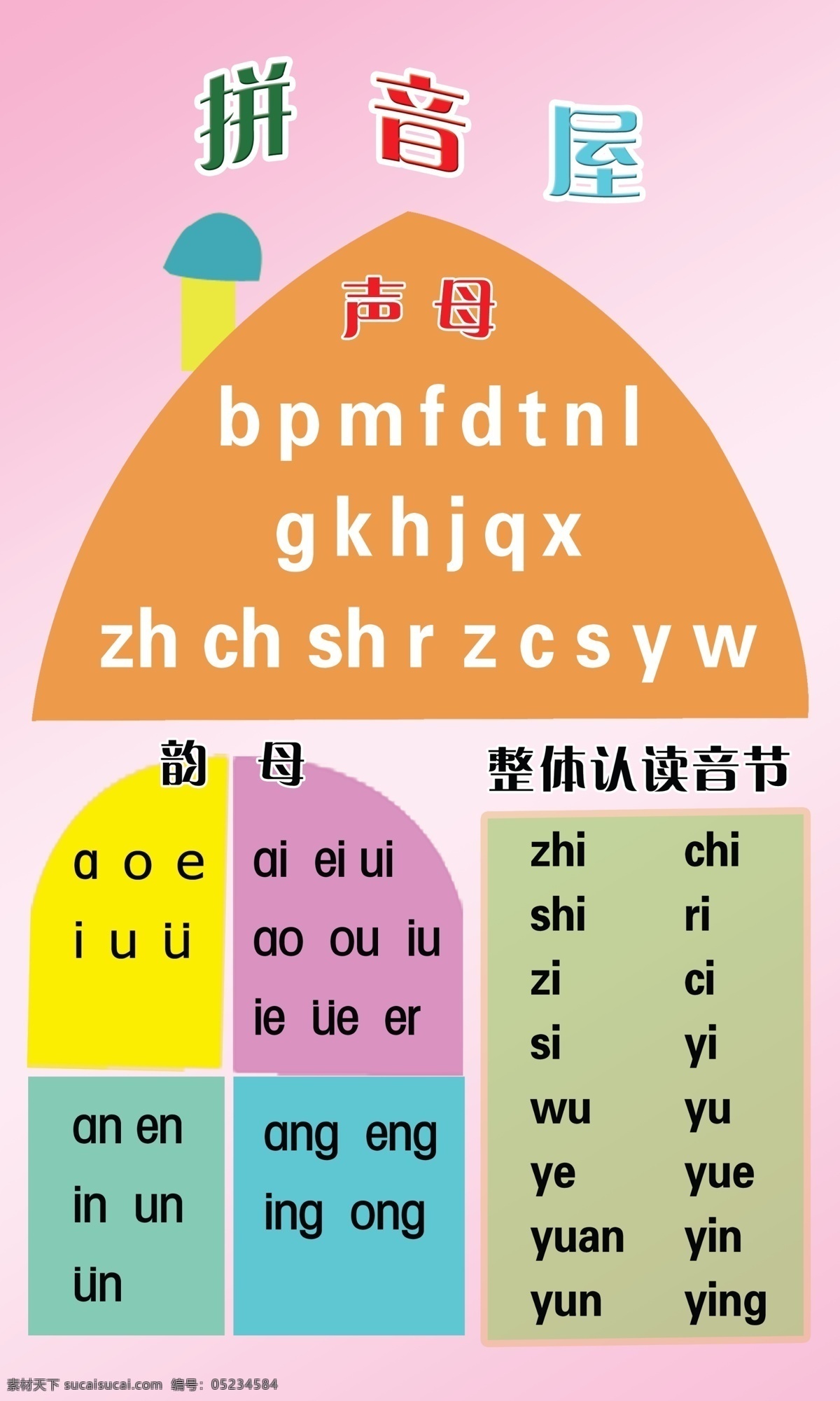 拼音屋 声母 韵母 整体认读音节 一年级 分层 源文件