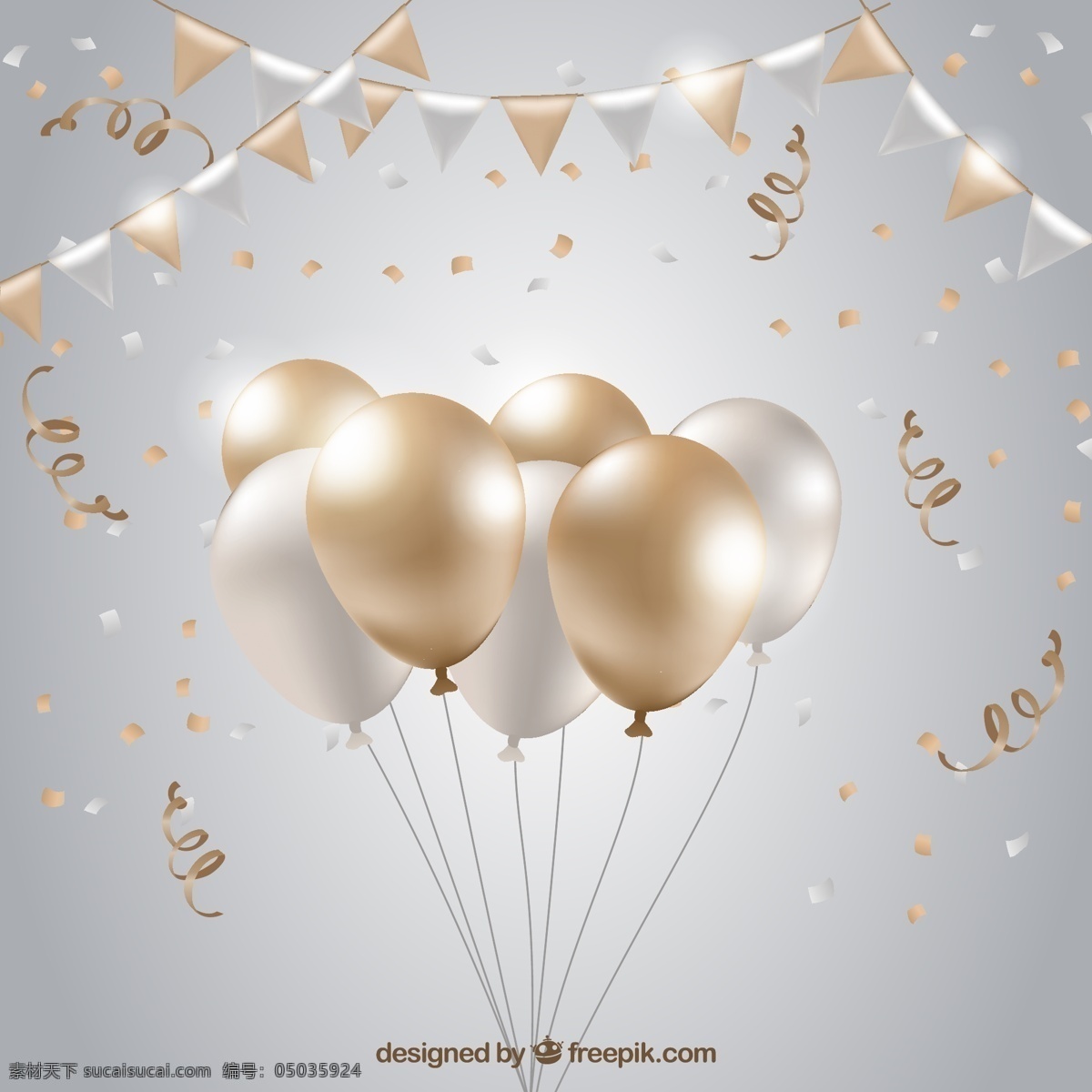 金色 银色 气球 束 气球束 节日 三角拉旗 源文件 矢量 高清图片