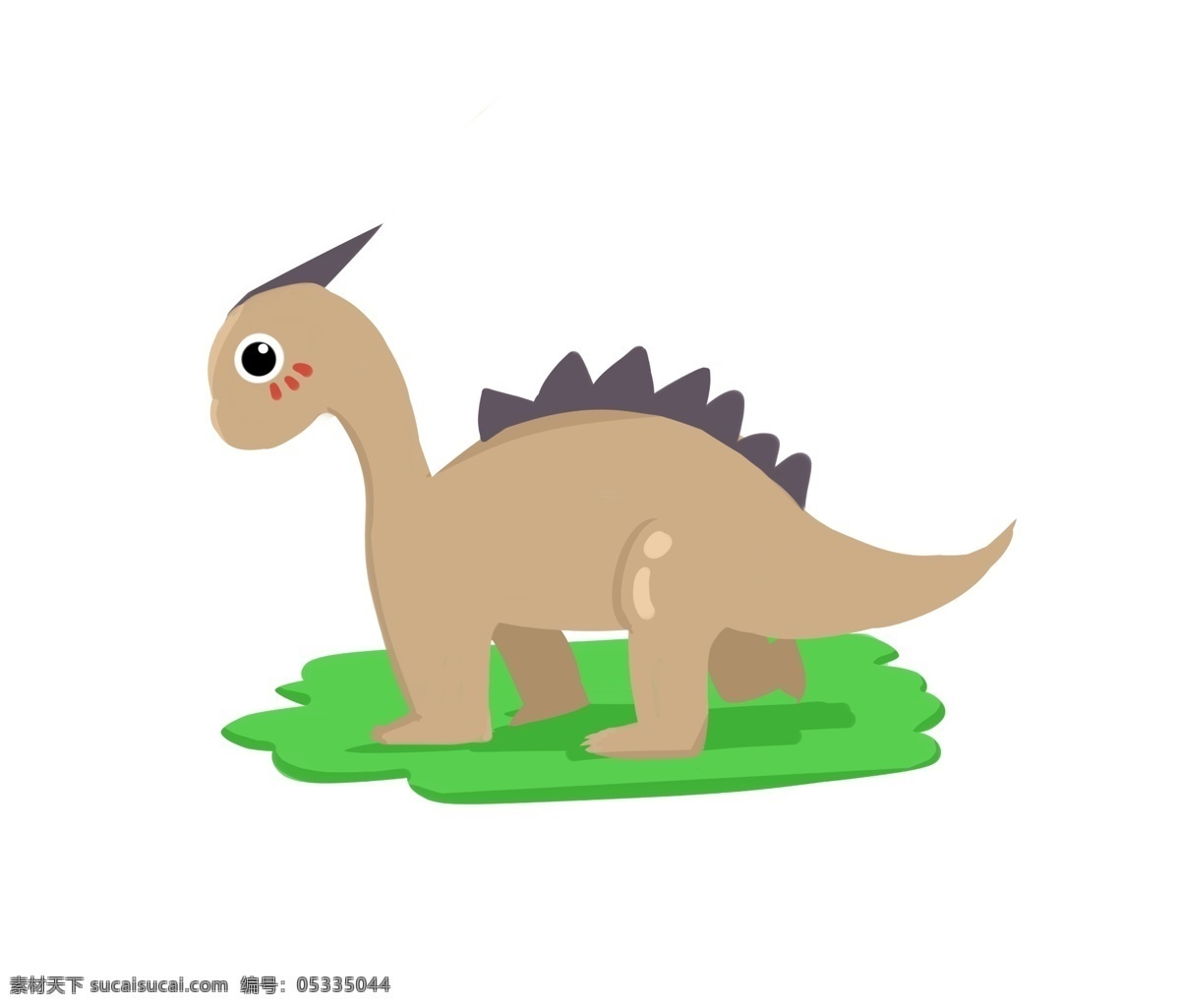 草地 里 棕色 恐龙 草地里的恐龙 绿色植被 棕色的恐龙 背上 长 刺 长脖子 动物 侏罗纪恐龙