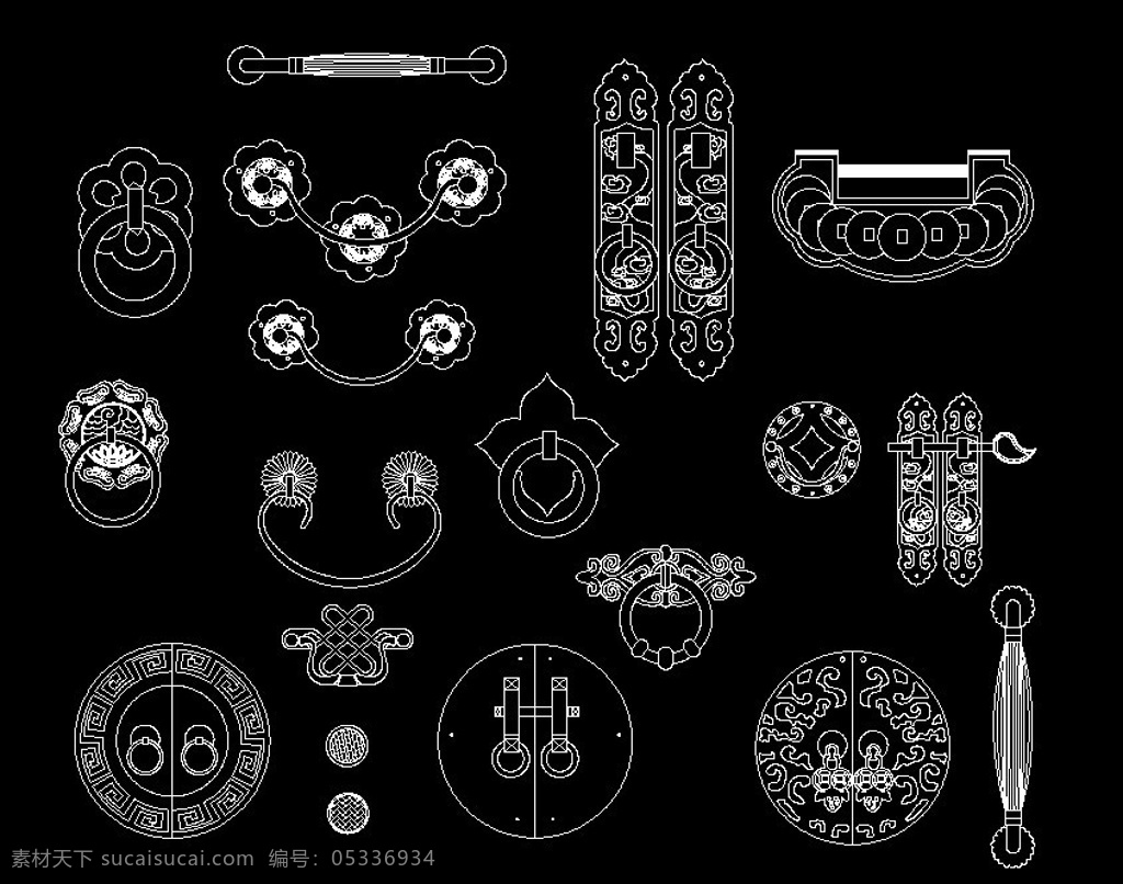 中式风格铜锁 铜锁 家具设计 锁 cad 设计图 古典锁具图 家居 dwg 格式 精美锁具 效果图 cad设计图 源文件