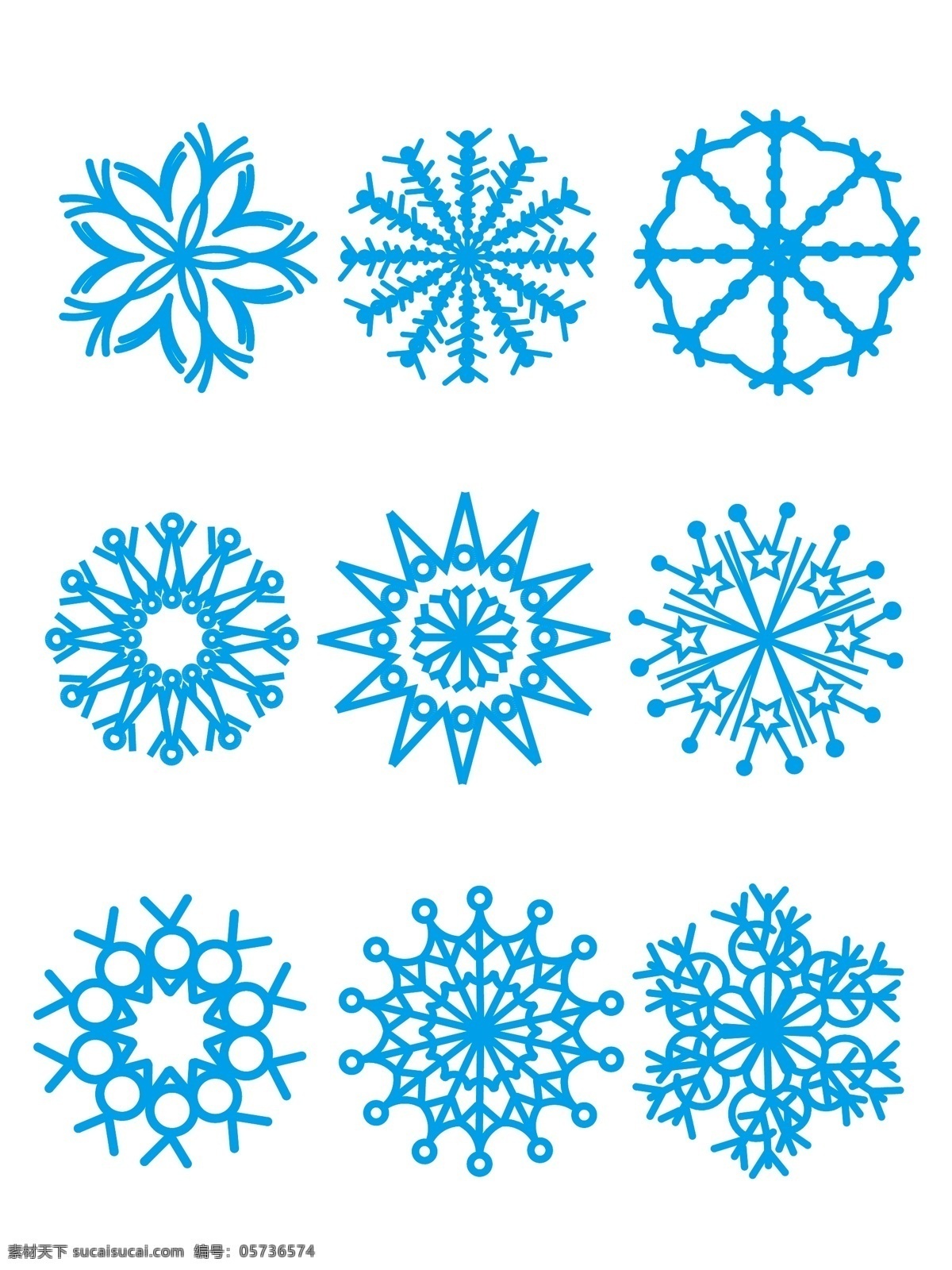 雪花 矢量 图标 圣诞节 蓝色 冬季 卡通 商用 冬天 漂浮 下雪