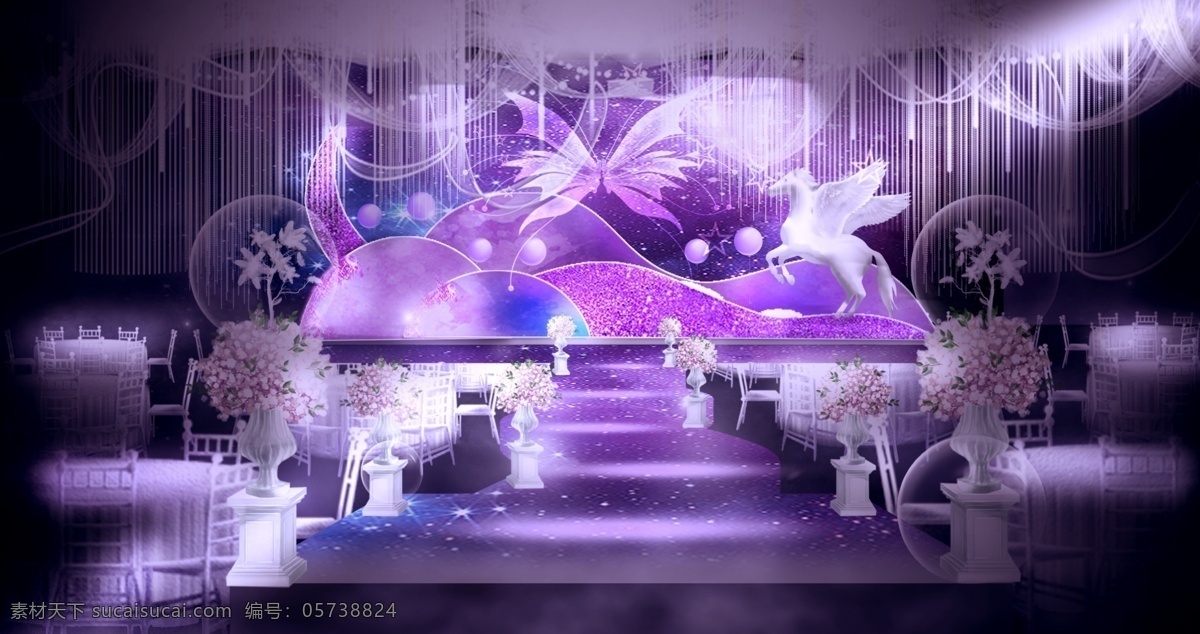 紫 凚 恋 百分之 婚礼 效果图 紫色 浪漫 婚礼效果图 灯光渲染 大气上挡气