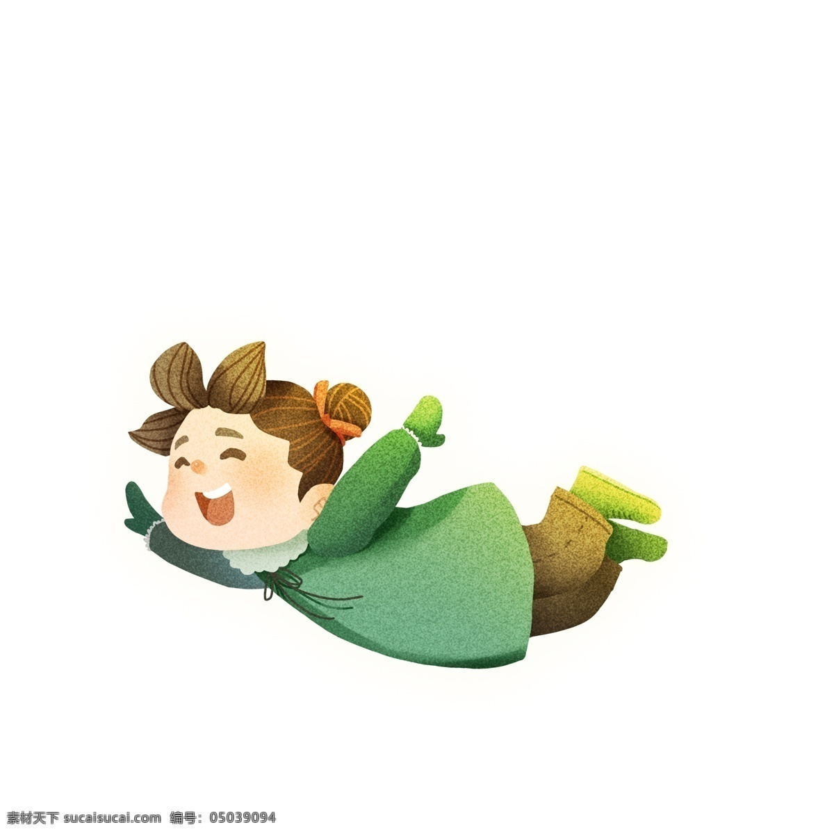 卡通 手绘 开心 自由 飞翔 女孩 可爱 人物 插画 儿童 世界儿童日