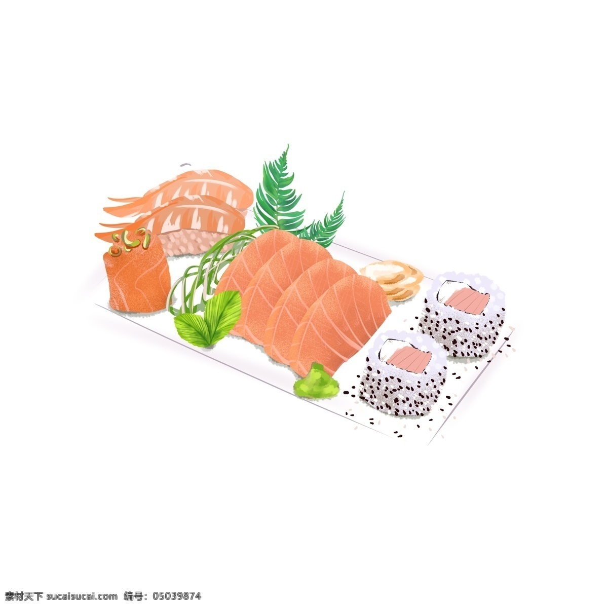 手绘 美味 食物 生鱼片 png元素 透明元素 免抠元素