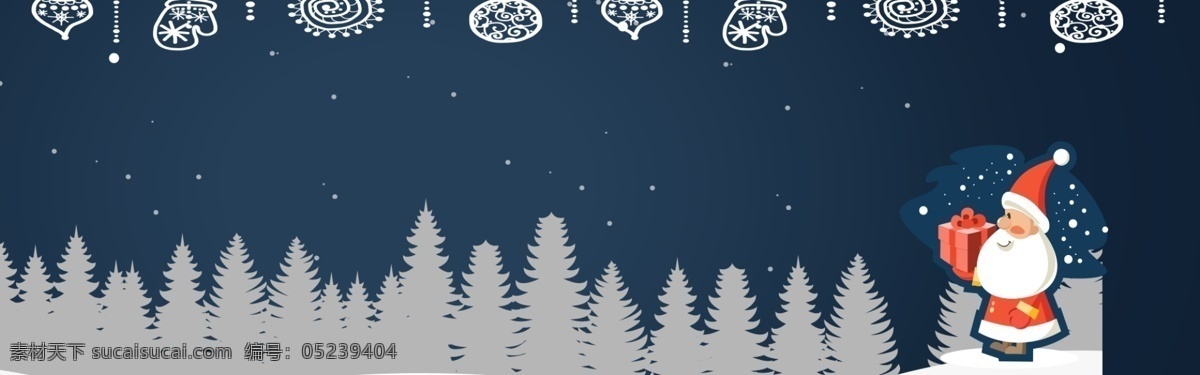 夜晚 下雪 圣诞 活动 促销 banner 背景 圣诞老人 圣诞节 卡通 绿色 圣诞树 麋鹿 双旦优惠 圣诞活动 雪地