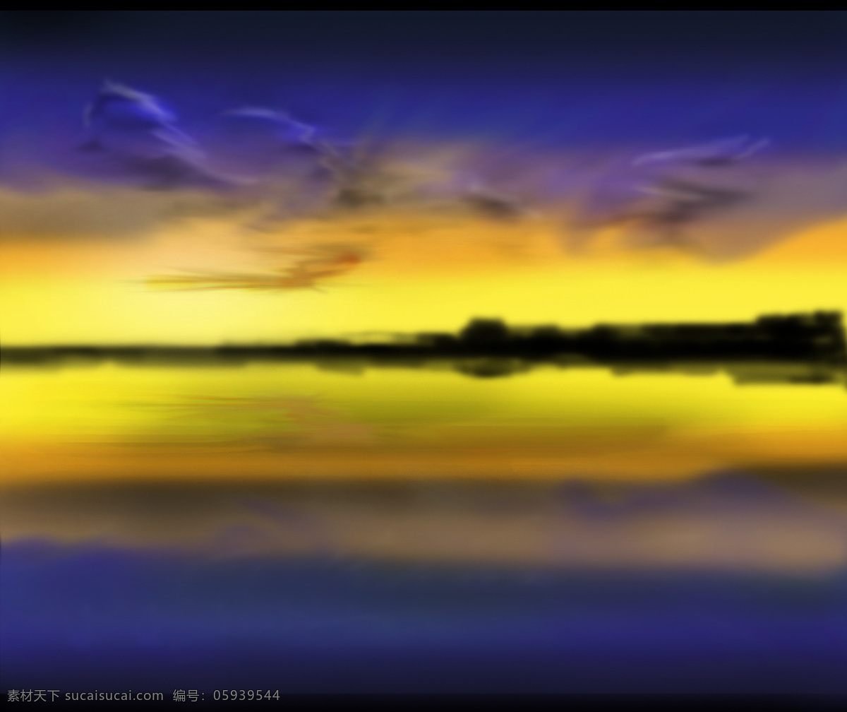 鼠绘风景 鼠绘 风景 日落 夕阳 金色 朦胧 风景漫画 动漫动画