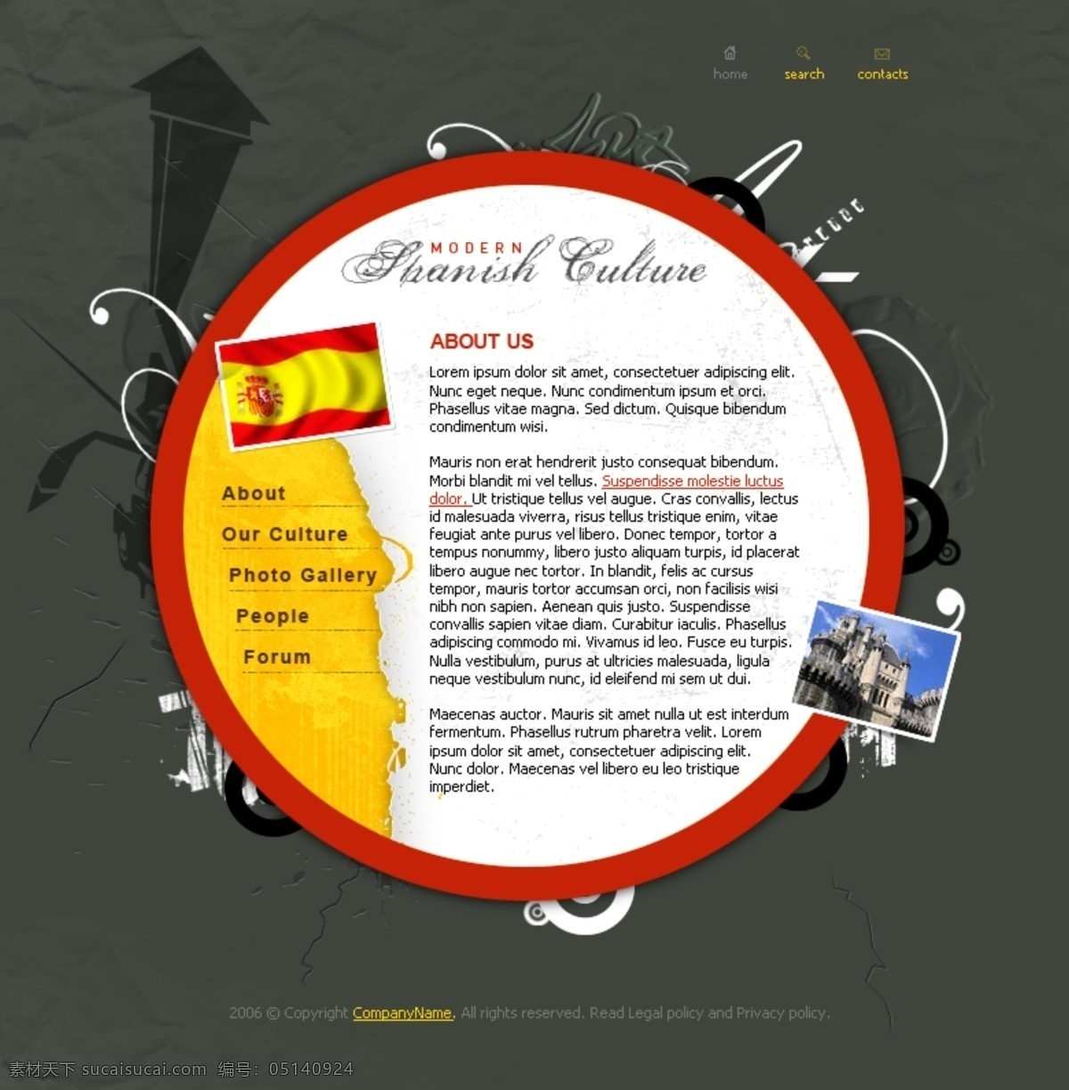 西班牙 文化 指南 网页模板 网页素材 网页代码