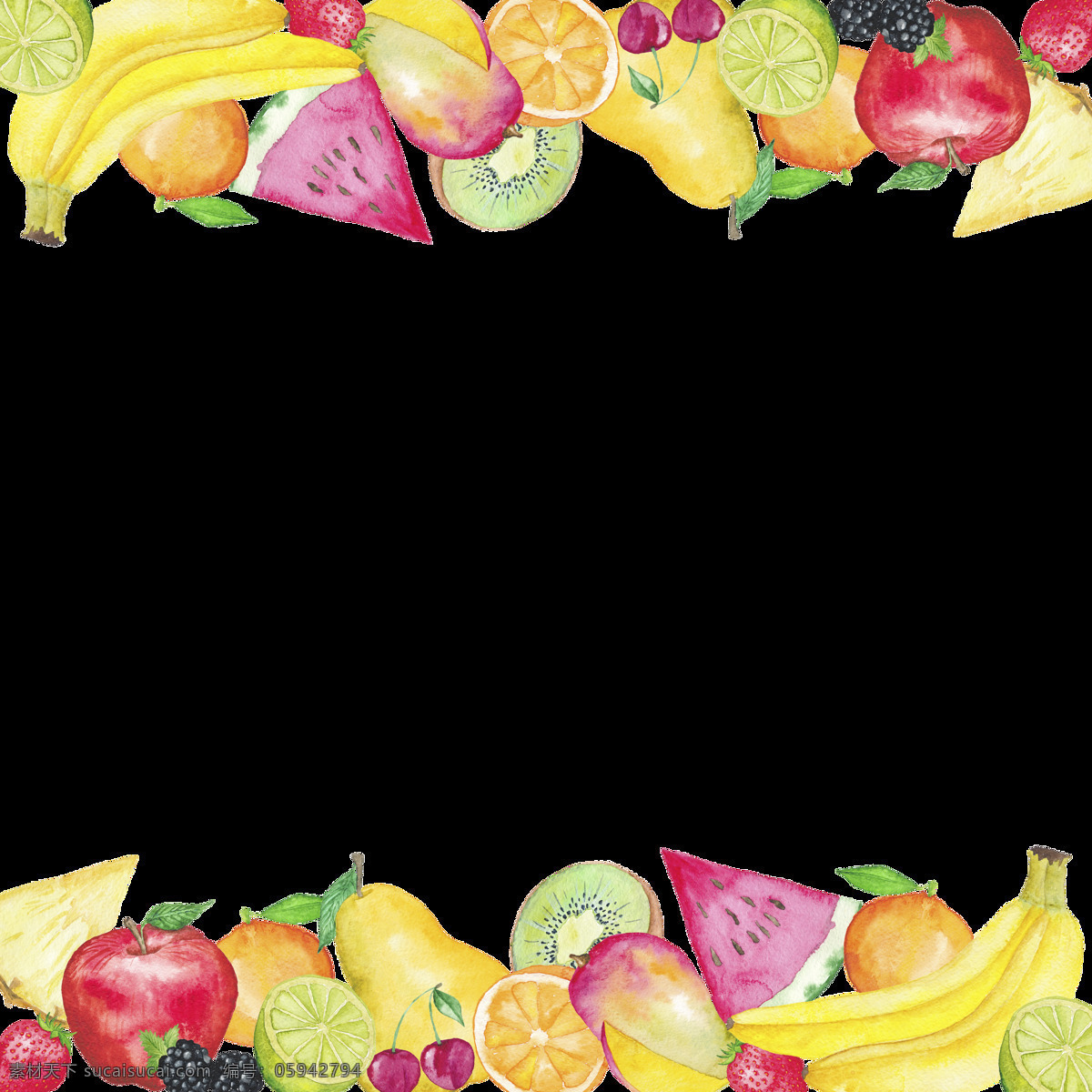彩色 缤纷 卡通 透明 水果 手绘 菠萝 透明素材 免扣素材 装饰图案