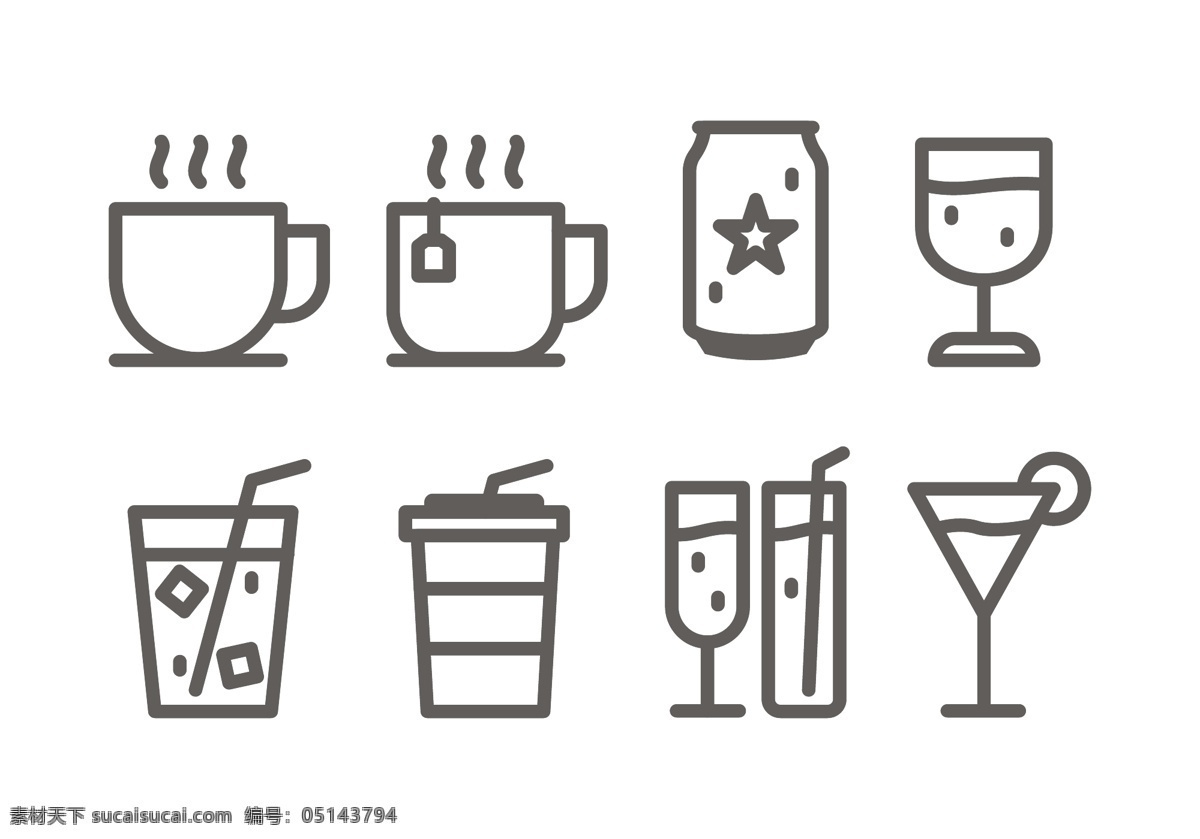 饮料线条图标 线条图标 图标 图标设计 饮料 饮料图标 手绘图标
