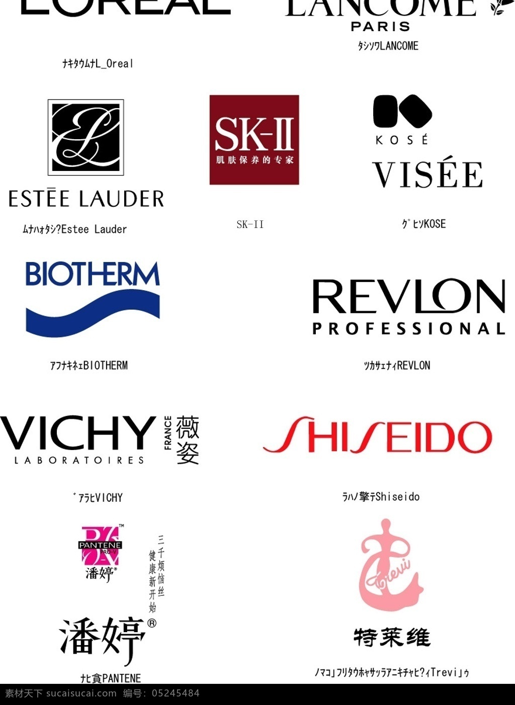 世界 知名 化妆品 品牌 标志 碧欧泉 薇姿 skii 标识标志图标 企业 logo 矢量图库