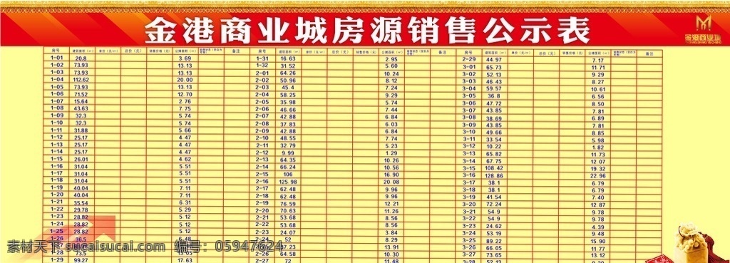 房地产 开发 商铺 住宅 房源 销售 公示 房地产开发 销售公示表 建材 室内广告设计